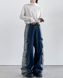 Deepsi Solid Cargo Denim Pants