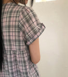 Selmin Check Short Sleeve One Piece