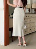 Billy Slit H-Line Long Skirt (Belt Set)