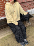 [BAONHAUS] Linfus Flower Corduroy Banding Balloon Wide Pants