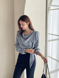 Rockle draped scarf blouse