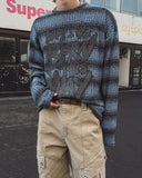 Way Stripe Ribbed Knit Long Sleeve T-shirt