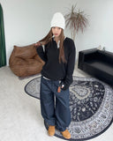 Karen Button Henley Neck Ribbed Knit