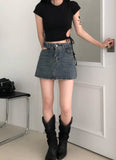 side open denim skirt