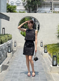Dimael Sleeveless Blouse Mini Skirt Set