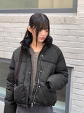 Season zipper pocket puffer collar short padding
