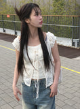 [Fake Layered] Mimi Layered Halter Lace T-shirt