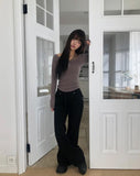 Hinb Halter Layered Button Long Sleeve T-shirt