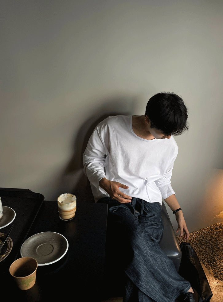 【COSYHARU】U-neck silky cotton long sleeve tee COSYHARU (コシハル) - Uネックシルキーコットン長袖Tシャツ / U