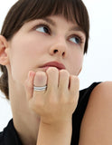 Champagne Full Moon NEW Silver (W) Glossy Slim Ring S