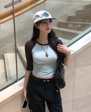 Tones Shirring Raglan Three Quarter T-shirt