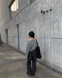 Head Black Blue Pintuck Wide Denim Pants