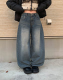 Put Washing Denim Wide Balloon Pants