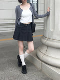 [Belt SET] Genji Belt Denim Pleated Skirt