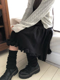 Coun Jacquard Diagonal Shirring Frill Midi Skirt