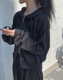 Nat Two-Way Cropped Hood Zip-Up