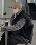 Overhole Hooded Neck Knit Vest