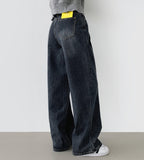 Pin Tuck Banding Casual Long Wide Washing Denim Pants