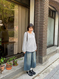 Agel Summer Stripe Round Blouse