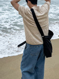 Cable knit short sleeve button collar ver
