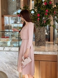 Meisha tweed ribbon flare one piece
