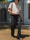 Sunday linen two-tuck wide pants