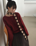 Oleun Stripe Color Matching Knit Muffler