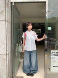 Mutella summer denim balloon wide pants
