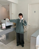 Moruku Stripe Collar Over Long Sleeve Tee