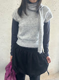 Nipped Hairy Muffler Short Sleeve Knit