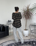 Dehes Hooded String Checkered Shirt