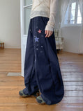 Snao Star Embroidered Patch Banding Wide Pants