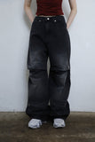 Eyelet Pintuck Black Denim