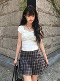 [MADE] Duran Amore Square Neck Shirring Short Sleeve T-Shirt