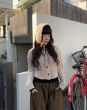 Aring Boucle Knit Ribbed Crop Cardigan