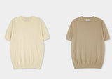 Muscle fit linen short sleeve knitwear