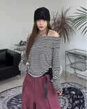 Eldon Shoulder Button Stripe T-Shirt