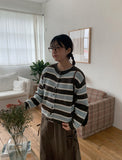 Senki Round Stripe Knit Cardigan