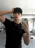 Muscle Fit Henley Neck Short Sleeve Knit