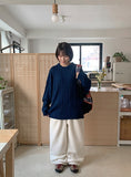 [unisex] Toemi banding string fleece brushed carpender wide pants