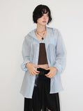 SHEER HOODED SHIRT