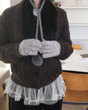 Naming Wool Bocashi Knit Touch Hole Finger Gloves