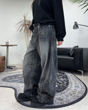 Luton Drawing Flower Denim Pants