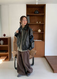 Cavit Cut Two-Way Washing Leather Jacket