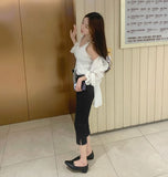 Hem Side Slit Capri Span Cotton Pants