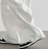 4-Season Hem Snap Long Wide Cotton Pants