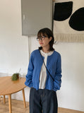 [BAONHAUS] Hire Stripe Shirring Round Zip-Up Jumper