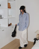 Mote cut key ring loop two-way wide cotton pants