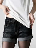 Flip short denim pants
