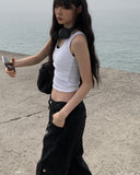 Jet Halterneck Layered Ribbed Sleeveless